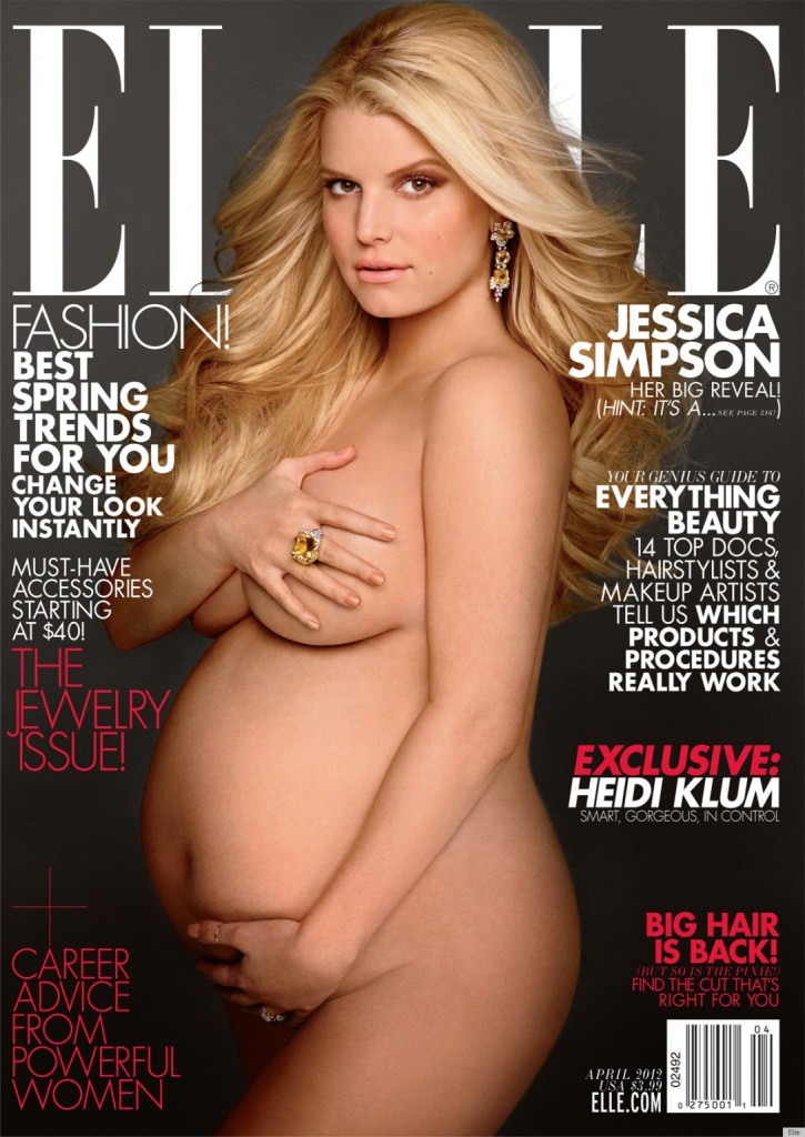 Jessica Simpson's controversial pregnant nude cover on Elle
